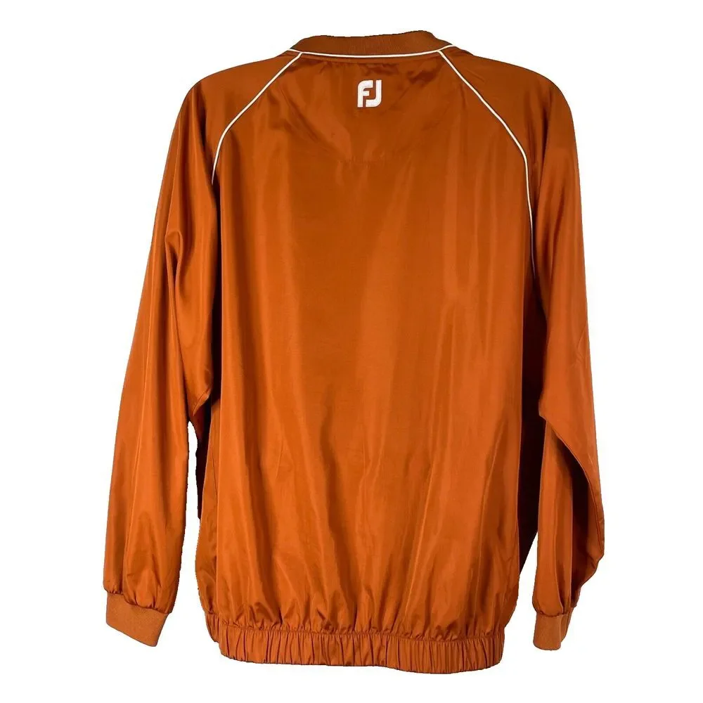 FootJoy Long Sleeve Golf Pullover Sz Large Windbreaker V Neck Jacket Rusty Orang